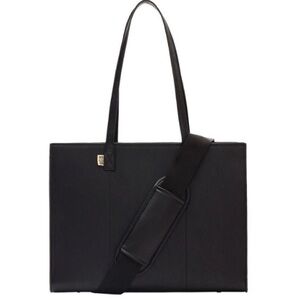 Beis Women's Embossed Vegan Leather Zippered Top The Work Tote in Black